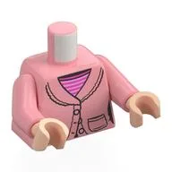 Torso, Fur Coat, Pocket, Dark Pink/Bright Pink Striped Shirt Print, Warm Pink Arms, Light Nougat Hands / Warm Pink
