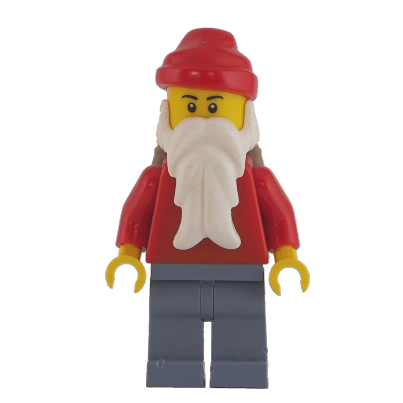 Lego Santa, Plain Red with Dark Bluish Gray Legs, and Back Basket