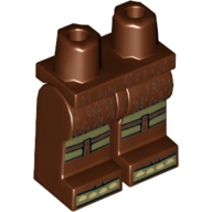 Lego Hips and Reddish Brown Legs with Fur Skirt, Olive Green Legs and Toes Print / Reddish Brown