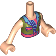 Lego Minidoll Torso Girl, Olive Green Jacket, Coral Belt, Dark Purple Shirt, Medium Blue Trim / Light Nougat
