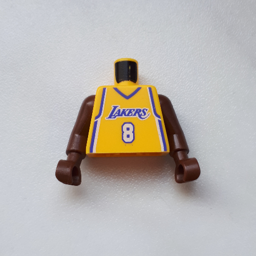 Lego Torso Basketball Jersey, Los Angeles Lakers '8' Print, Long One Piece Arms Brown (NBA) / Yellow