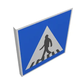 Road Sign Clip-on 2 x 2 Square with Pedestrian Crossing Print / White