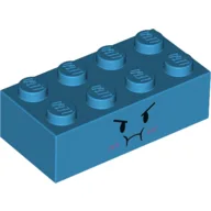 Brick 2 x 4 with Angry Face, Blushes Print / Dark Azure