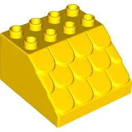Duplo Brick 4 x 4 x 2 Slope Shingled / Yellow