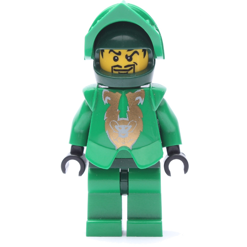 Lego Rascus with Plain Green Torso, Gold Pattern Armor, and Dark Green Hips and Helmet