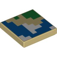 Lego Tile 2 x 2 with Pixelated Map print