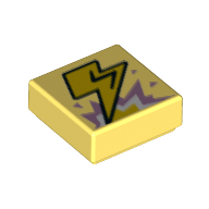 Lego Tile 1 x 1 with Yellow Lightning Bolt print / Bright Light Yellow