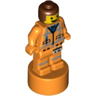 Minifig Trophy Statuette, Emmet in Orange Uniform/Vest, Brown Hair Print