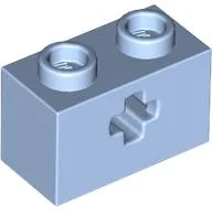 Technic Brick 1 x 2 with Axle Hole Type 1 [+ Opening] and Bottom Pin / Bright Light Blue