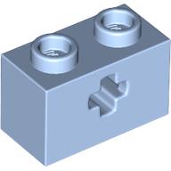 Lego Technic Brick 1 x 2 with Axle Hole Type 1 [+ Opening] and Bottom Pin / Bright Light Blue