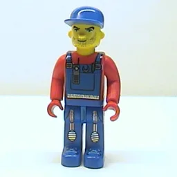 Juniors Midifig, Tractor Driver With Blue Overalls, Red Shirt, Plain Blue Cap, Beard Stubble / Red