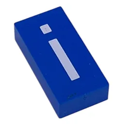 Modulex Tile 2 x 4 with White 'i' Print, without Internal Supports / Modulex Tile Blue