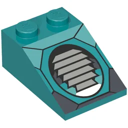 Brick Sloped 33° 3 x 2 with Louver Print / Dark Turquoise