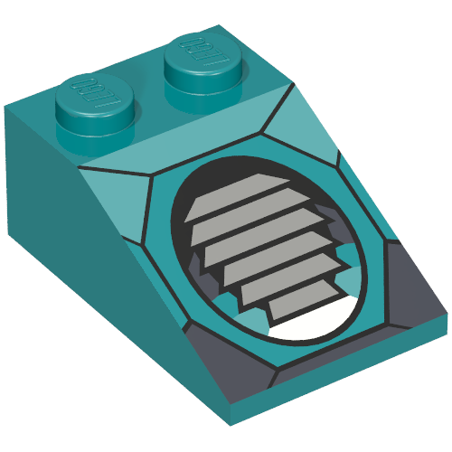 Lego Brick Sloped 33° 3 x 2 with Louver Print / Dark Turquoise