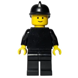 Fireman, Plain Black, Black Helmet