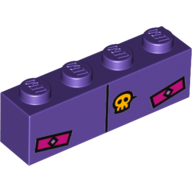 Lego Brick 1 x 4 with Joker Suit print / Dark Purple