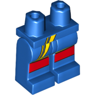 Lego Hips and Blue Legs with Yellow Lightning Bolt and Red Knees Print / Blue