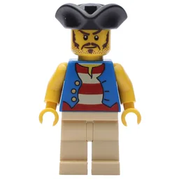 Pirate - Blue Vest, Tan Legs, Black Tricorne (3626b Head)