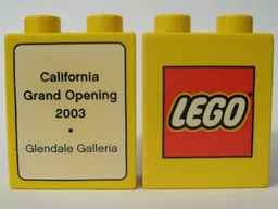Duplo, Brick 1 x 2 x 2 with The LEGO Store California, Glendale Galleria 2003 Pattern