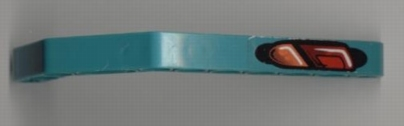 Lego Technic, Liftarm, Modified Bent Thick 1 x 11.5 Double with Taillight Right Pattern (Sticker) - Set 8202 / Dark Turquoise