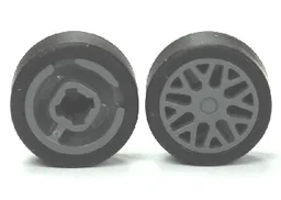 Wheel 11mm D. x 6mm with 8 'Y' Spokes with Black Tire 14mm D. x 6mm Solid Smooth (93595 / 50945) / Dark Bluish Gray