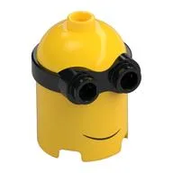 Minifig Head Special, Minion, High, 2-Eyed Goggles, Smile Print / Yellow