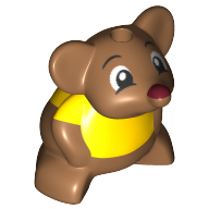 Lego Animal, Mouse with Yellow Shirt Print / Medium Nougat
