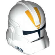 Lego Helmet Clone Trooper Phase 2, Closed Front, Bright Light Orange 212th Legion Markings Print / White