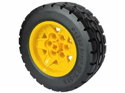 Wheel 43.2mm D. x 26mm Technic Racing Small, 6 Pin Holes with Black Tire 68.7 x 27 S (56908 / 52985) / Yellow