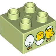 Duplo Brick 2 x 2 with Three Eggs Hatching / Hatched, Yellow Chicks Print