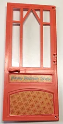 Scala Door 10 x 1 x 18 2/3 Mullioned with Fixed Trans-Clear Glass - Hinges with 'Funky Fashion Shop' and Flowers Pattern (Stickers) - Set 3118 / Salmon