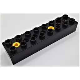 Duplo Toolo Brick 2 x 8 with 2 Screws in Holes 1 and 5 / Black