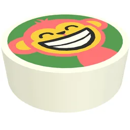 Tile Round 1 x 1 with Monkey on Green Background Print