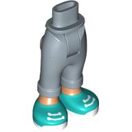 Lego Minidoll Hips and Folded Trousers with Nougat Legs, Dark Turquoise/White Shoes print / Sand Blue