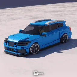 SEAT Leon 5F ST FR - 8stud wide Speed Champions - Blue/White/Dark Bluish Gray/Lime