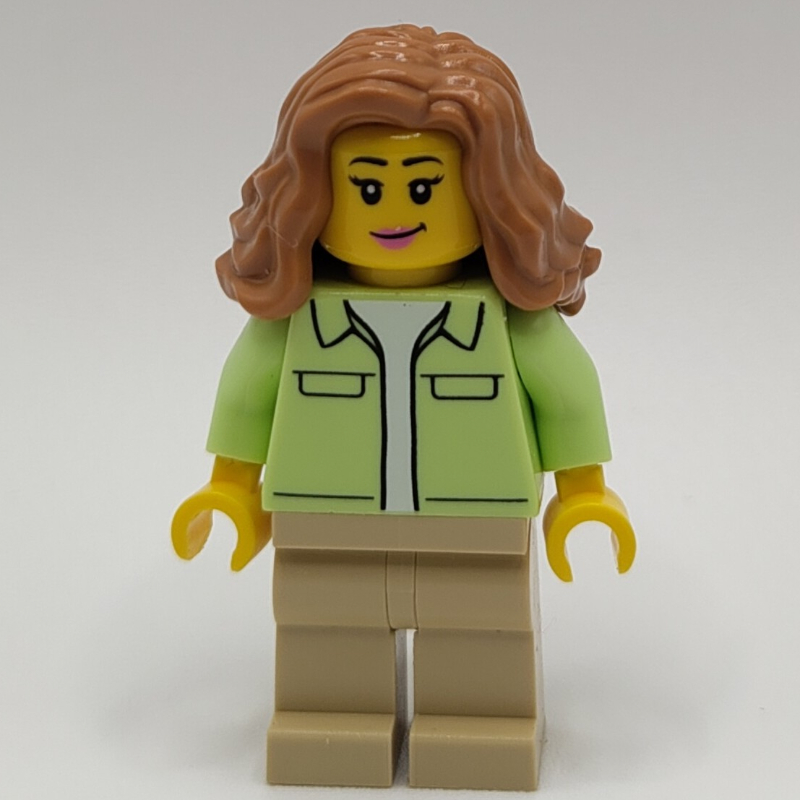 Lego Yellowish Green Torso, Tan Legs, Medium Nougat Hair