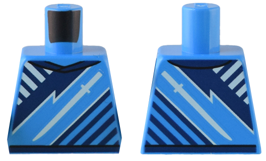 Lego Torso T-Shirt with White Sword and Angled Dark Blue Lines Pattern