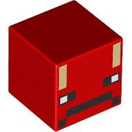 Lego Minifig Head Special, Cube with Black Face, Bright Light Yellow Stripes (Baby Strider) / Red