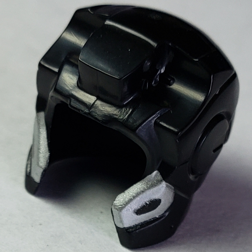 Lego Helmet Space with Open Face Rounded, Top Hinge with Silver Edges with Black Marks Print (War Machine)