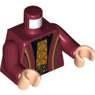 Torso, Robe, Gold Trim, Black/Dark Orange Tunic Print, Dark Red Arms, Light Nougat Hands / Dark Red