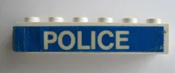 Brick 1 x 6 with White 'POLICE' on Blue Background Pattern (Sticker) - Set 364
