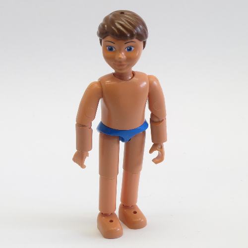 Lego Belville Figure Articulated Elbows, Child, Male, Brown Hair, Blue Swimsuit / [No Color/Any Color]