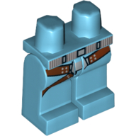 Lego Hips and Medium Azure Legs with Reddish Brown Straps and Silver Belt Print