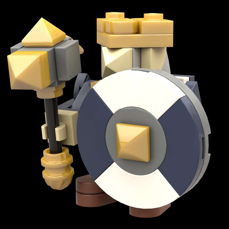 Lego Medieval Dwarf king with war hammer and shield