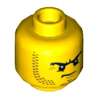 Minifig Head Buffer / Pirate / Knight, Stubble, Eyebrows and Scowl Print [Hollow Stud] / Yellow