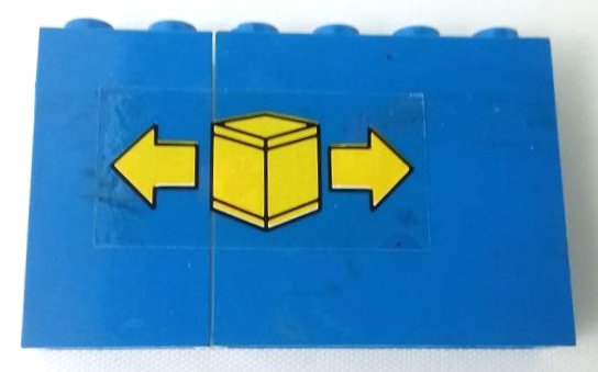 Lego Stickered Assembly 6 x 1 x 3 with Yellow Cargo Box and 2 Arrows Pattern Model Left Side (Sticker) - Sets 4030 / 6361