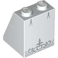 Brick Sloped 65° 2 x 2 x 2 with Wedding Dress with Silver Trim Print / White