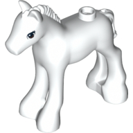 Lego Animal, Horse / Foal, Eyelashes and Reddish Brown Eyes Print / White