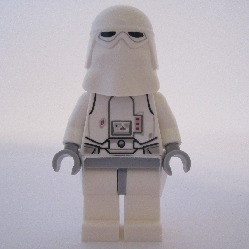 Lego Snowtrooper, Light Bluish Gray Hips, Neck Bracket with Printed 1 x 1 Tile and 1 x 1 Plate with Clip Light, Kama