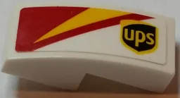 Slope, Curved 2 x 1 x 2/3 with ups Logo and Red and Yellow Pattern Model Left Side (Sticker) - Set 75908